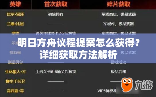 明日方舟议程提案怎么获得？详细获取方法解析