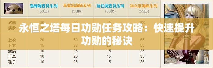 永恒之塔每日功勋任务攻略：快速提升功勋的秘诀