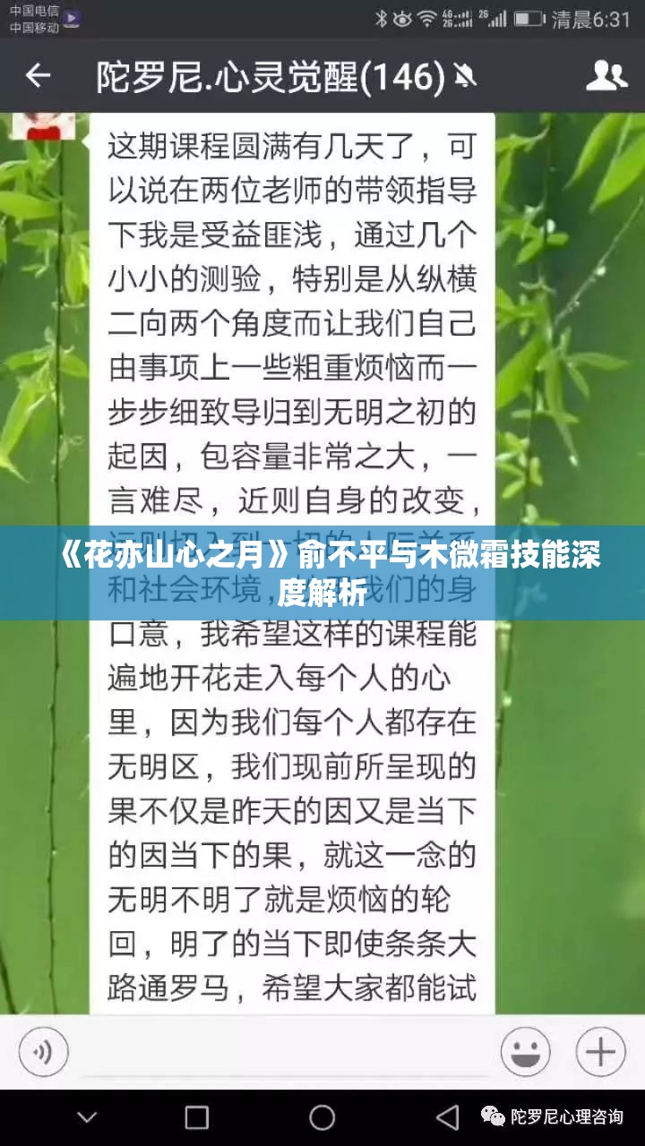 《花亦山心之月》俞不平与木微霜技能深度解析