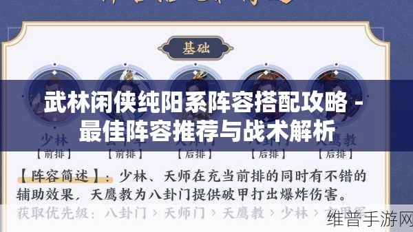 武林闲侠纯阳系阵容搭配攻略 - 最佳阵容推荐与战术解析