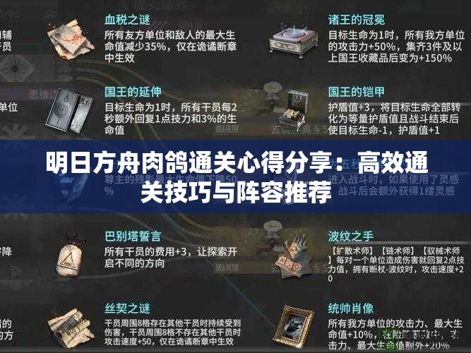 明日方舟肉鸽通关心得分享：高效通关技巧与阵容推荐